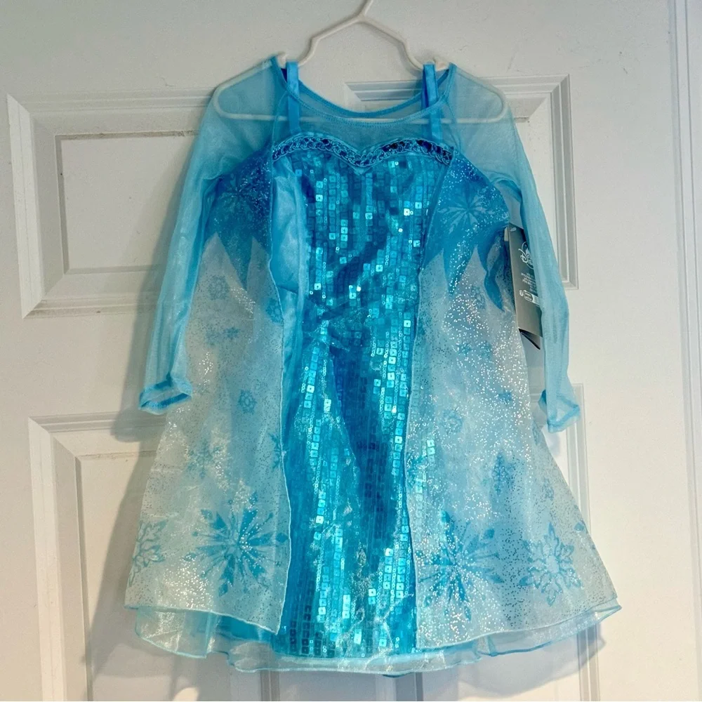 New Disney Store Frozen Elsa Costume Dress Girls 3T Sequins Princess Halloween - Picture 2 of 10